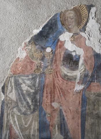 Hl. Barbara (Ausschnitt des Freskos)